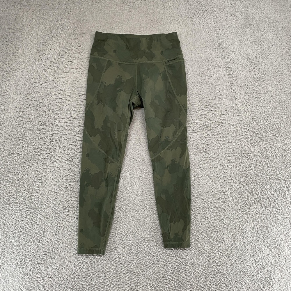 Sweaty Betty Power Leggings Womens XS Green Camo Ankle‎ Pockets Yoga Gym Workout